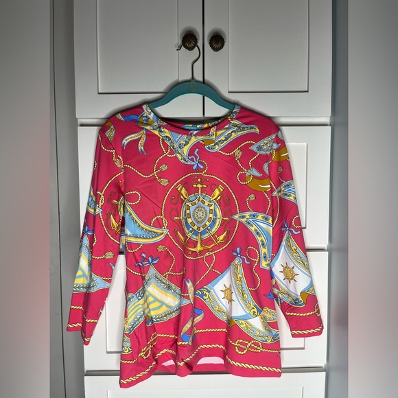 NWT J. McLaughlin Patterned Blouse | Size Large - Picture 1 of 2